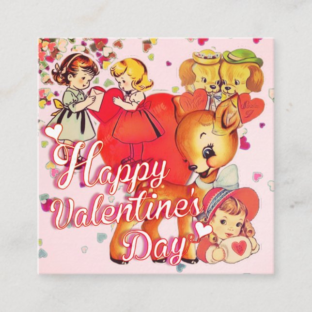 Valentine's Day Card for Classmates Quadratische Visitenkarte (Vorderseite)