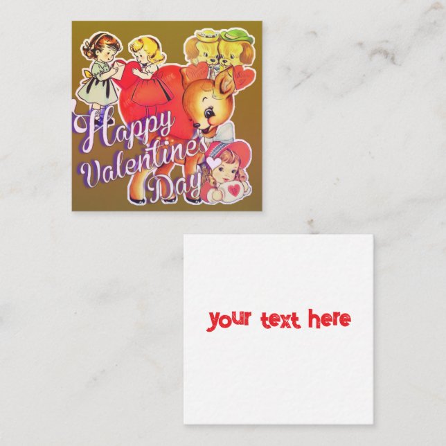 Valentine's Day Card for Classmates  Quadratische Visitenkarte (Vorne/Hinten)