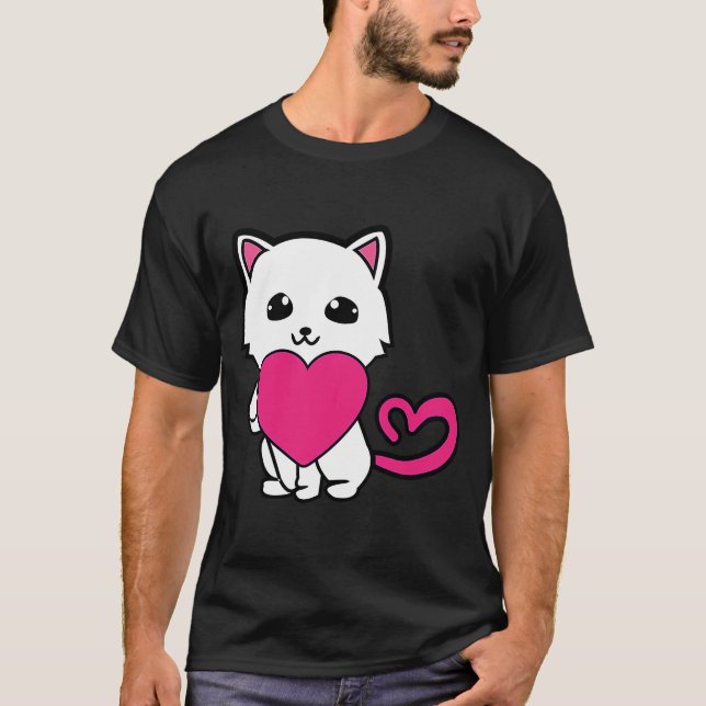 Valentine's Day Cat Love  Feline  Kitten Fan T-Shirt (Vorderseite)