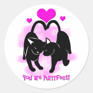 Valentines Day Cats Runder Aufkleber