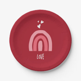 Valentine's Day Cheerful Red Pink Rainbow Hearts  Pappteller