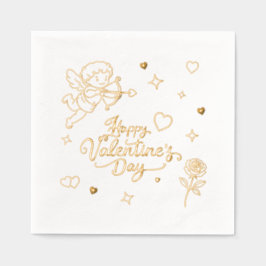 Valentines Day Cherub & Romantic Doodle Design  Servietten Mit Folie
