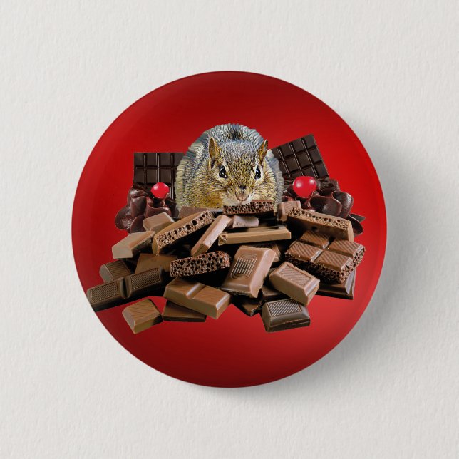 Valentine's Day Chocolate Chipmunk Button (Vorderseite)