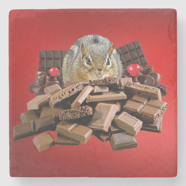 Valentine's Day Chocolate Chipmunk Steinuntersetzer (Vorderseite)