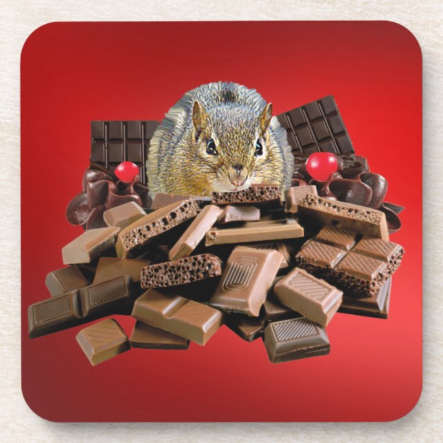 Valentine's Day Chocolate Chipmunk Untersetzer (Vorderseite)