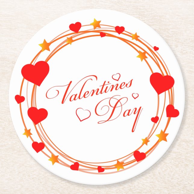 Valentine's Day Circle Design-25695 Runder Pappuntersetzer (Vorderseite)