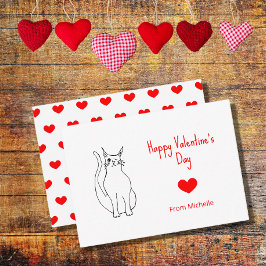 Valentine's Day Classroom Party Cute Cat Hearts Mitteilungskarte