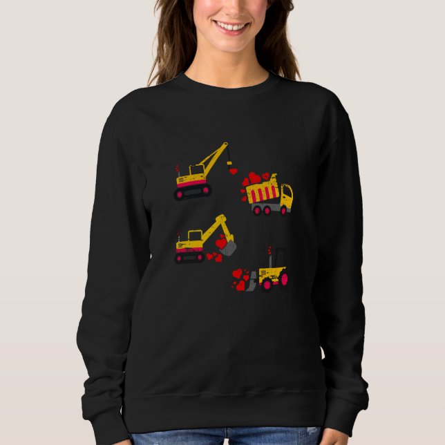 Valentines Day Construction Trucks Boys Kids Toddl Sweatshirt (Vorderseite)