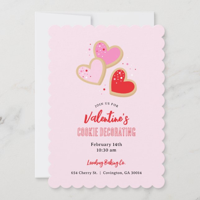 Valentine's Day Cookie Decorating Party Einladung (Vorderseite)