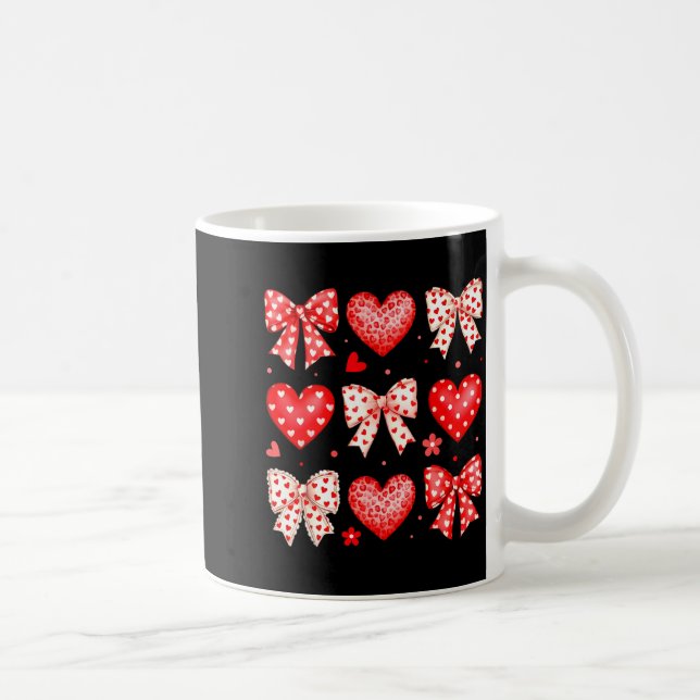 Valentines Day Coquette Bow Hearts Leopard Women G Kaffeetasse (Rechts)