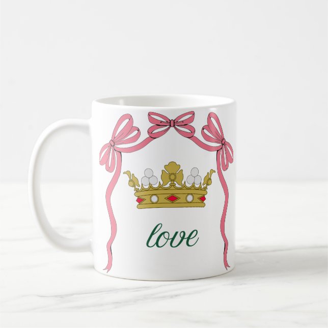 Valentine's Day Coquette Heart Bow Valentine's Kaffeetasse (Links)