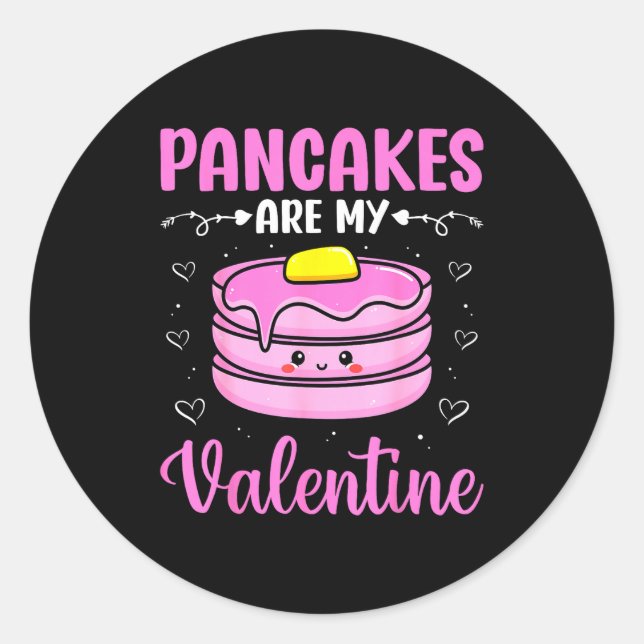 Valentine's Day Couple - Pancakes Are My Valentine Runder Aufkleber (Vorderseite)