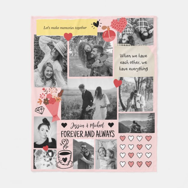 Valentine's Day Couple Picture Foto Collage Fleecedecke (Vorderseite)