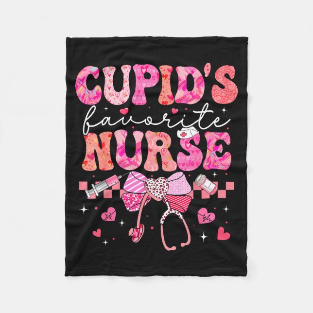 Valentines Day Cud’s Favorite Nurse Heart Girl Wom Fleecedecke (Vorderseite)