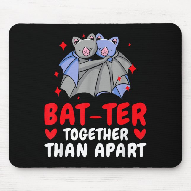 Valentine's Day Cuddling Cute Bats Couple Bat Vale Mousepad (Vorne)
