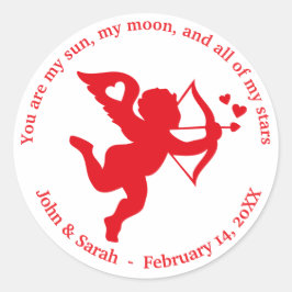 Valentine's Day Cupid hot red white Runder Aufkleber