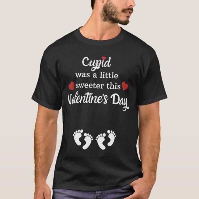 Valentine's Day Cupid Twin Pregnancy Matches Vater T-Shirt (Vorderseite)
