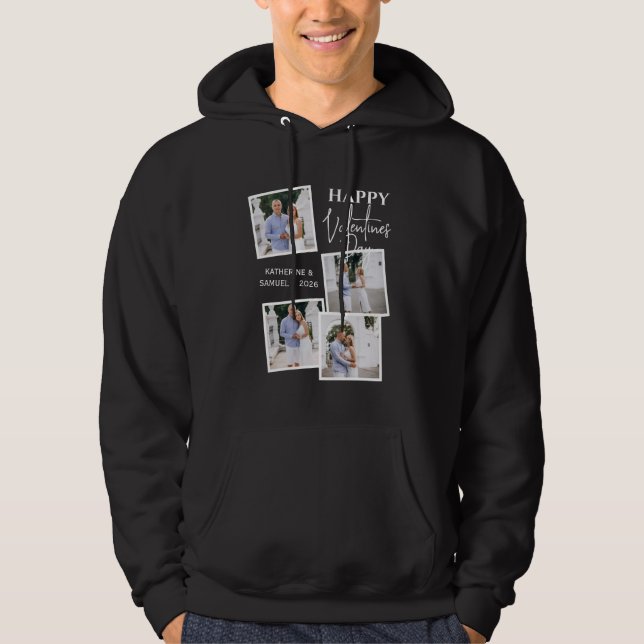 Valentine's Day Custom 4 Photo Collage & Name Hoodie (Vorderseite)