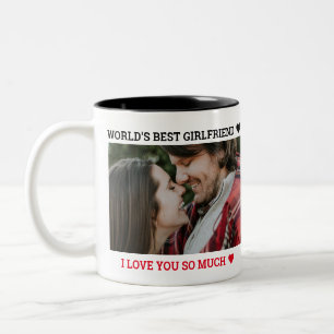 Valentine's Day Custom Foto Names Zweifarbige Tasse