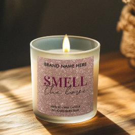 Valentine's Day Custom Pink Glitter Candle Label Quadratischer Aufkleber
