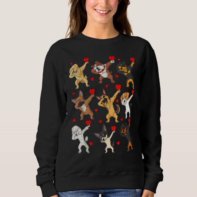 Valentines Day Dabbing Dogs Holding Hearts Boys Gi Sweatshirt (Vorderseite)