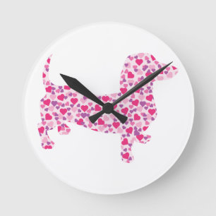 Valentine's Day Dachshund Runde Wanduhr