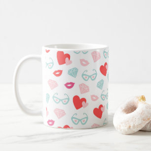 Valentine's Day Diamonds Hört Kisses Pink Kaffeetasse