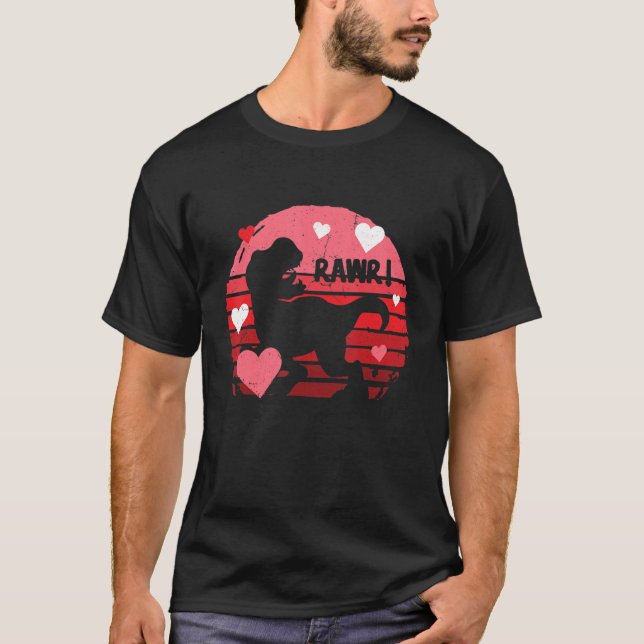 Valentines Day Dinosaur I Steal Hearts Boys Men Lo T-Shirt (Vorderseite)
