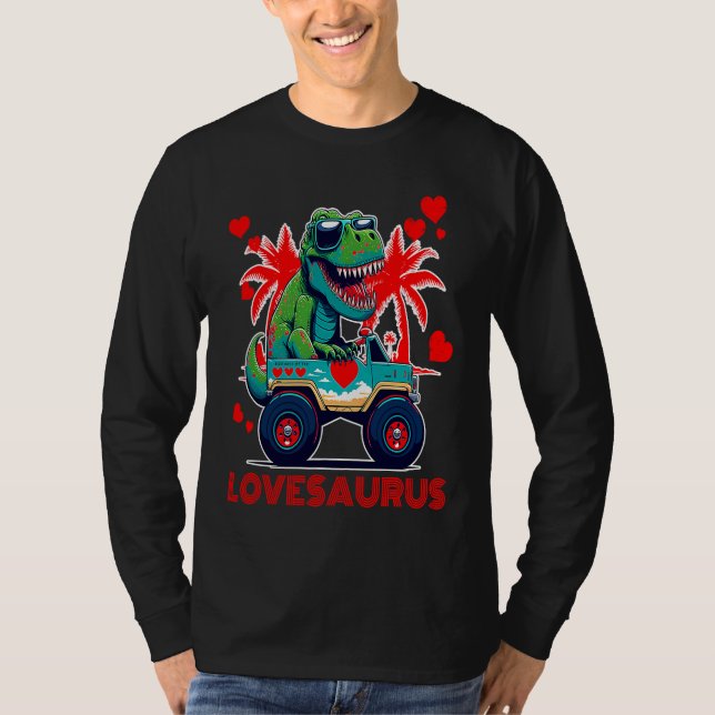 Valentines Day Dinosaur Rex Boys Valentine Kids Lo T-Shirt (Vorderseite)