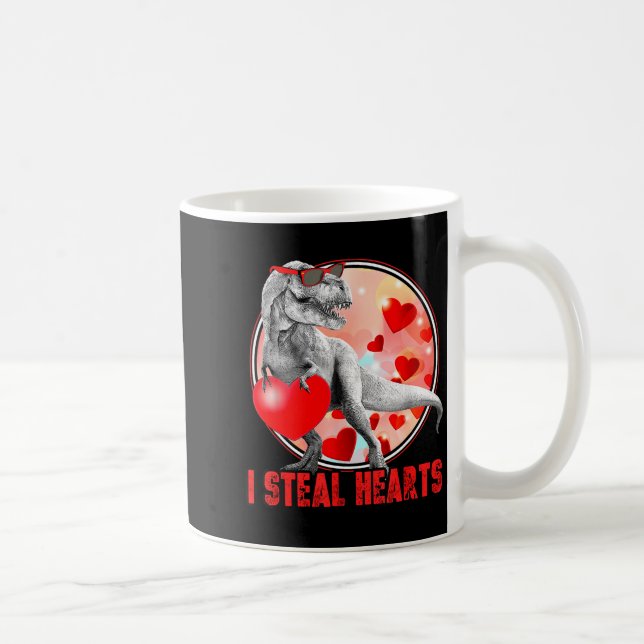 Valentines Day Dinosaur T Rex I Steal Hearts Funny Kaffeetasse (Rechts)