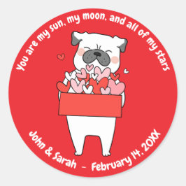 Valentine's Day Dog Heart Runder Aufkleber