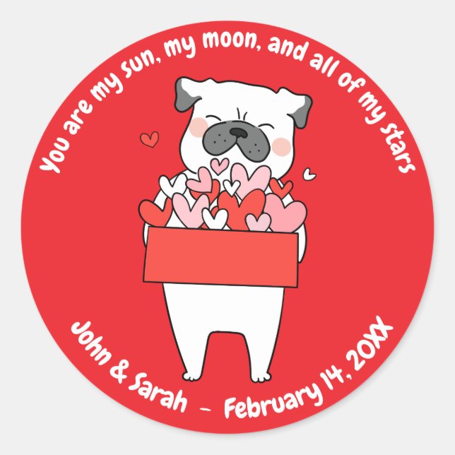 Valentine's Day Dog Heart Runder Aufkleber (Vorderseite)