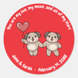 Valentine's Day Dog Heart Runder Aufkleber