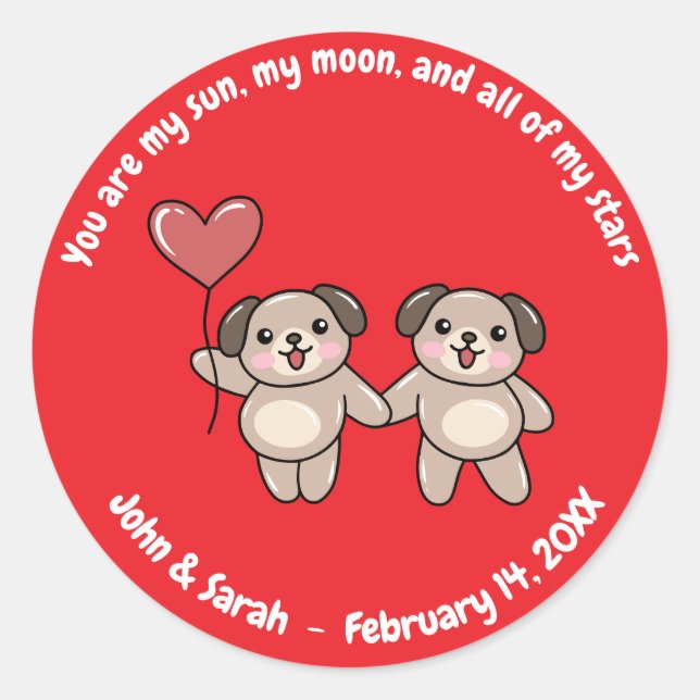 Valentine's Day Dog Heart Runder Aufkleber (Vorderseite)