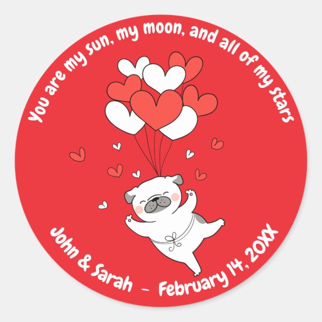 Valentine's Day Dog Heart Runder Aufkleber (Vorderseite)