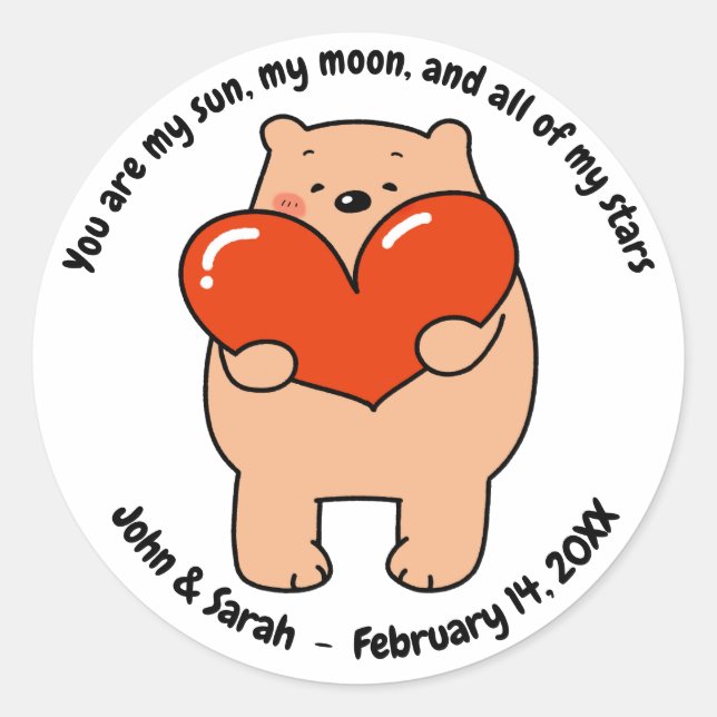 Valentine's Day Dog Love Heart Runder Aufkleber (Vorderseite)