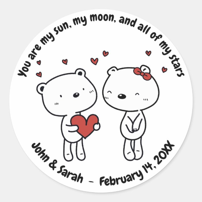 Valentine's Day Dog Love Heart Runder Aufkleber (Vorderseite)