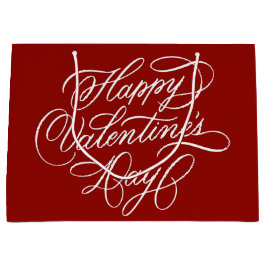 Valentines Day Elegant Calligraphy Deep Red  Große Geschenktüte