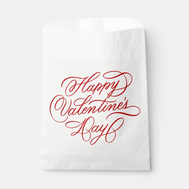 Valentines Day Elegant Deep Red Calligraphy  Geschenktütchen (Vorderseite)