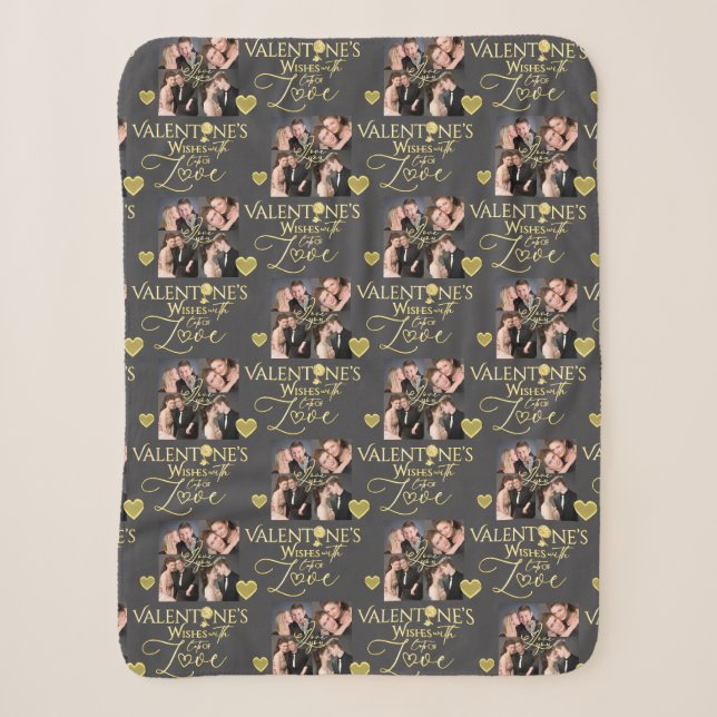 Valentine's Day Elegant Gold Photo Collage  Sherpadecke (Vorderseite)