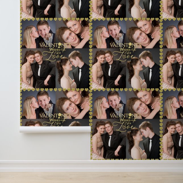 Valentine's Day Elegant Gold Photo Collage  Tapete (Anwendung)