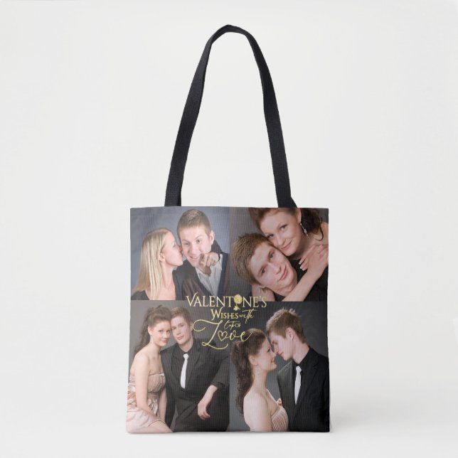 Valentine's Day Elegant Gold Photo Collage  Tasche (Vorderseite)