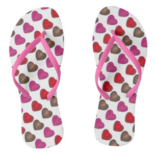 Valentine's Day Foil Wrapped Chocolate Heart Candy Flip Flops