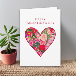 Valentine's Day for Wife - Pink Floral Heart Love Karte