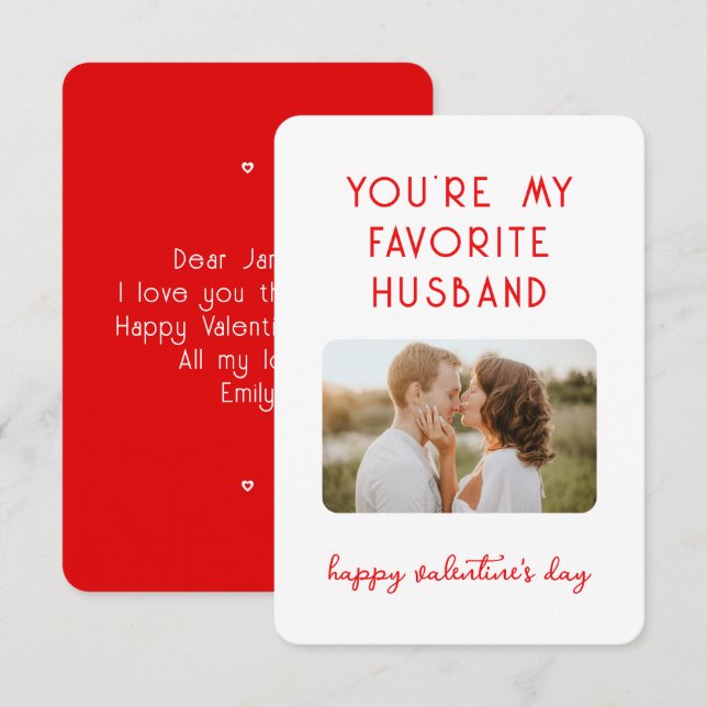 Valentine's Day Foto Du bist mein Lieblings-Eheman Mitteilungskarte (Vorne/Hinten)