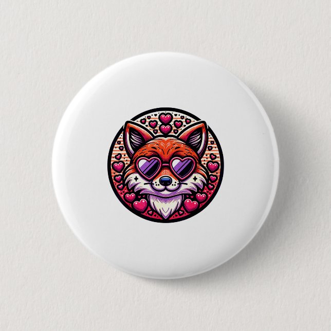 Valentines Day Fox And Matching Couples Foxes  Button (Vorderseite)