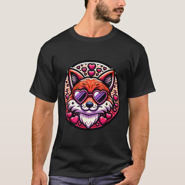 Valentines Day Fox And Matching Couples Foxes  T-Shirt (Vorderseite)