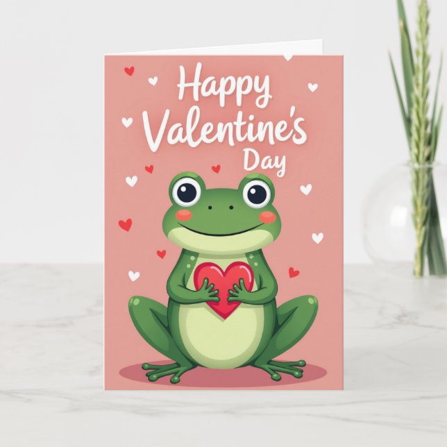 Valentines Day Frog Greeting Card Karte (Vorderseite)