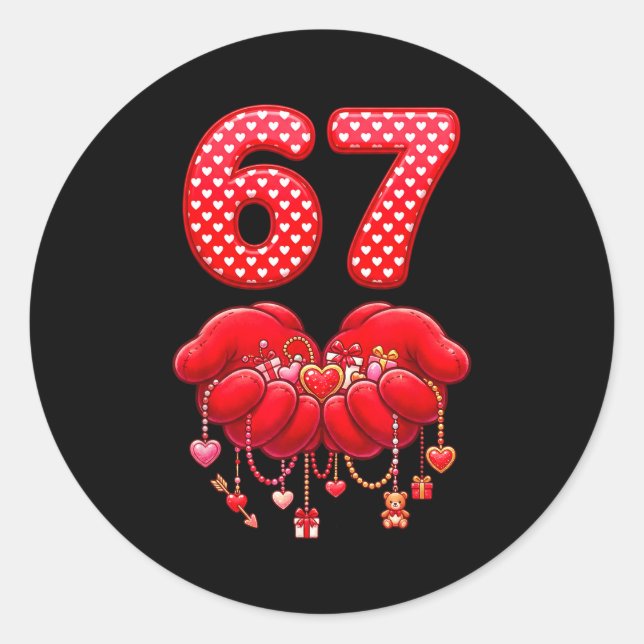 Valentines Day Funny 67 Six Seven Valentine Heart  Runder Aufkleber (Vorderseite)