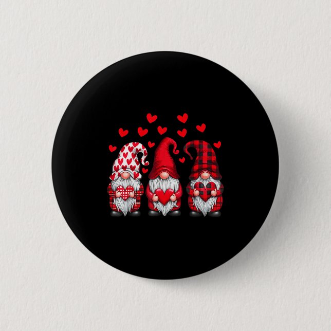 Valentines Day Gnomes Cute Red Hearts Love Gnome W Button (Vorderseite)